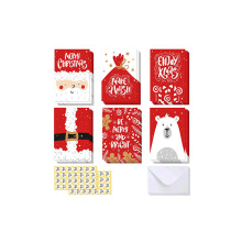 48 Envelopes Stickers for Gifts Caixa Cartões de Natal de 6 Designs, Urso Polar, Cartões de Natal de Papai Noel